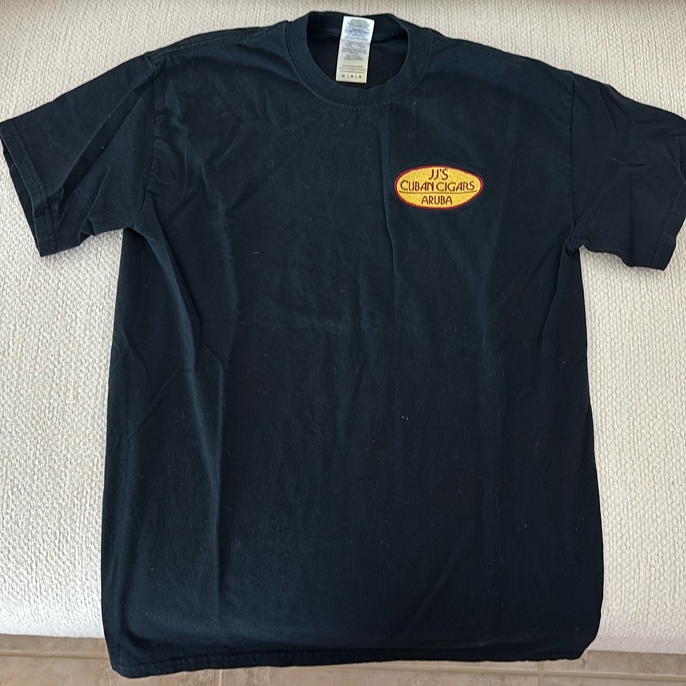 JJ’s Cuban cigars Aruba graphic embroidered tee T shirt medium black